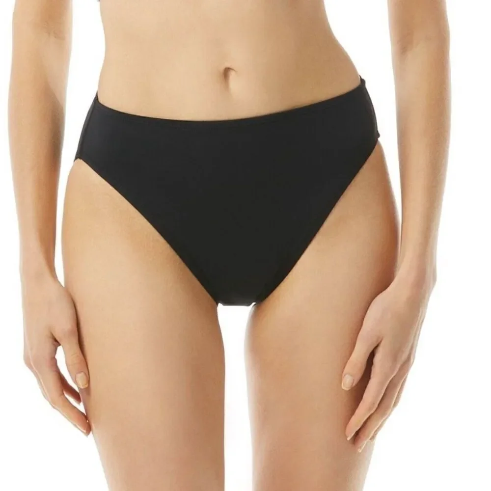 Michael Kors Women's Black Solid High Leg High Waist Bikini Swim Bottom